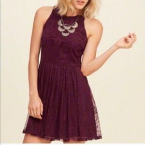 Hollister Burgundy Lace Mini Dress Small NWT Y2K Coquette Boho